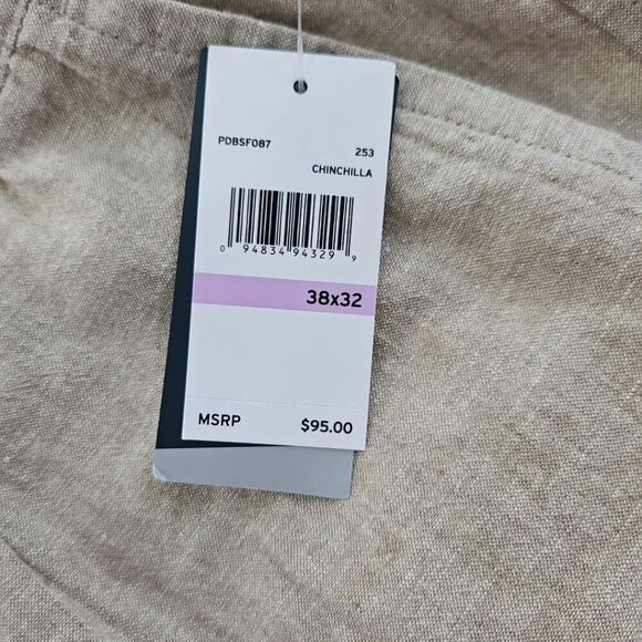 NEW Perry Ellis Linen Blend Pullup Drawstring Pants Men's 38x32 Tan NWT Resort - Picture 9 of 15